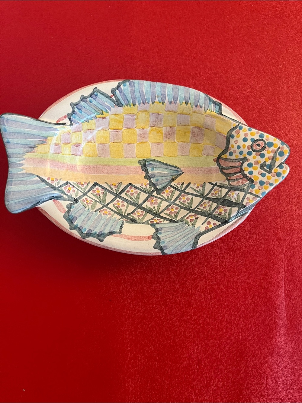 Vintage 1983 Mackensie Chaild Hand-Painted Decorative Fish Plate